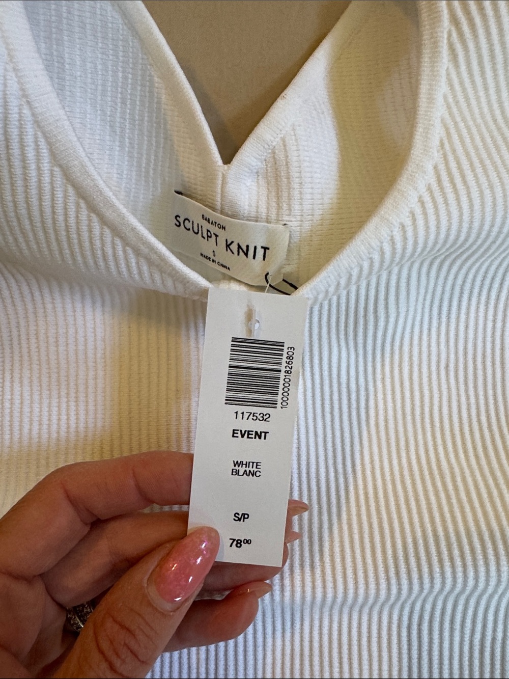 Aritzia Sculpt Knit White Ribbed High-Neck Tank - Picture 3 of 3